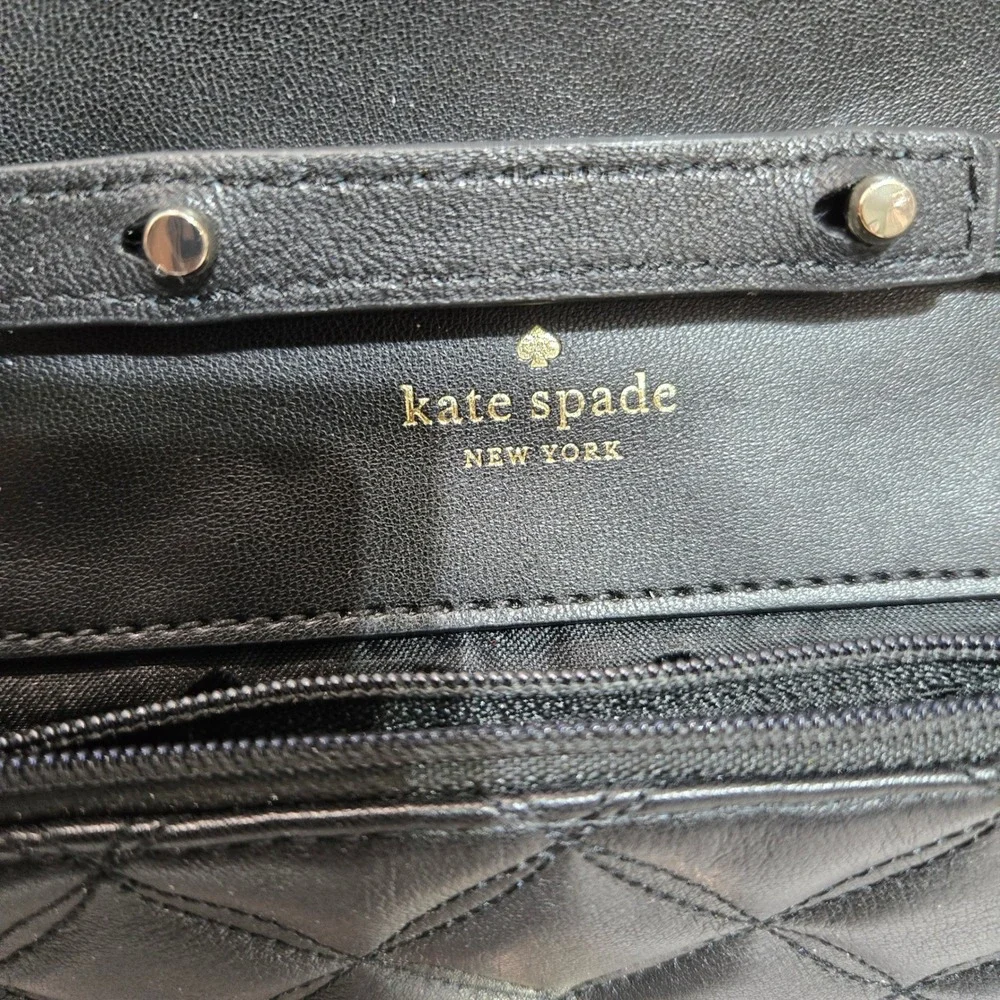 Kate Spade Natalia Crossbody Bag Small Black Quilted Leather Gold Turn-Lock 1418